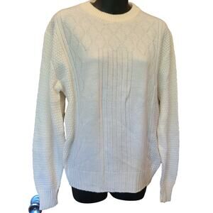 Vintage Beeline cream knit sweaterAcrylic textured made in USA L  Retro